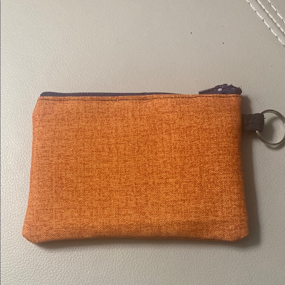 Zippered canvas Pouch lined 5.5” x 4” with key ring